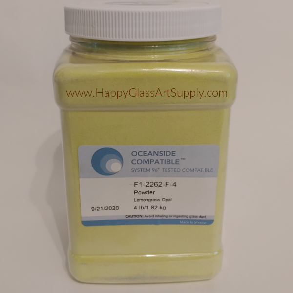 F1-2262-96 Lemongrass Opal Glass Powder System96 Oceanside Compatible Fusible Glass 4lb Coe 96 System 96 Happy Glass Art Supply www.HappyGlassArtSupply.com