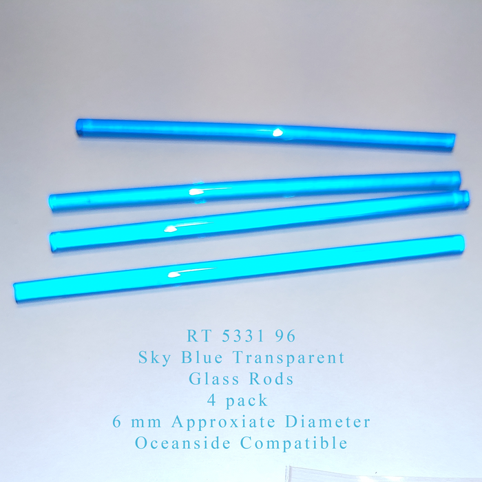 Sky Blue Transparent RT-5331-96 Glass Rods Coe96 Oceanside Compatible™ System 96® Glass Fusion Glass Fusing Warm Glass Rods for Beadwork Bead Making Mosaic dots Happy Glass Art Supply www.happyglassartsupply.com