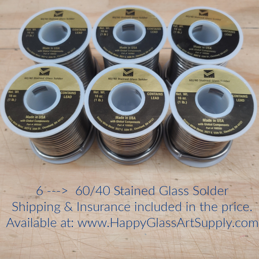 6040 60/40 60 40 stained glass solder one pound spool victory white metal Happy Glass Art Supply www.HappyGlassArtSupply.com