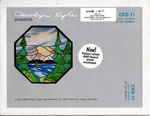 Carolyn Kyle Presents Art Patterns & Instructions – Lake Scene 22 x 22 inch Diameter - Full-Size Glass Art Patterns  Materials Needed List, Special instructions This packet contains two identical patterns.  Use one as a pattern sheet to cut the glass pieces and the other as a layout sheet to build the window on. Step-By-Step detailed instructions are enclosed. CKE-11 is the pattern number A terrific Glass Artist Gift Present Happy Glass Art Supply www.happyglassartsupply.com