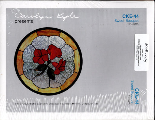 Carolyn Kyle Presents Art Patterns & Instructions – Sweet Bouquet 18 inch Diameter - Full-Size Glass Art Patterns  Materials Needed List, Special instructions This packet contains two identical patterns.  Use one as a pattern sheet to cut the glass pieces and the other as a layout sheet to build the window on. Step-By-Step detailed instructions are enclosed. CKE-44 is the pattern number A terrific Glass Artist Gift Present Happy Glass Art Supply www.happyglassartsupply.com