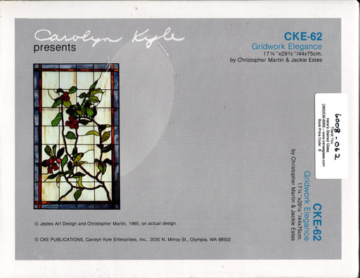 Carolyn Kyle Presents Art Patterns & Instructions - Gridwork Elegance 17-1/4 x 29-1/2 Inch Diameter - Full-Size Glass Art Patterns  Materials Needed List, Special instructions This packet contains two identical patterns.  Use one as a pattern sheet to cut the glass pieces and the other as a layout sheet to build the window on. Step-By-Step detailed instructions are enclosed. CKE-62 is the pattern number A terrific Glass Artist Gift Present Happy Glass Art Supply www.happyglassartsupply.com