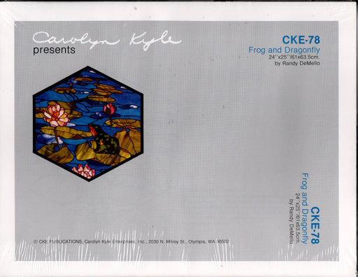 Carolyn Kyle Presents Art Patterns & Instructions - Frog and Dragonfly Pond 24 x 25 Inch Diameter - Full-Size Glass Art Patterns  Materials Needed List, Special instructions This packet contains two identical patterns.  Use one as a pattern sheet to cut the glass pieces and the other as a layout sheet to build the window on. Step-By-Step detailed instructions are enclosed. CKE-78 is the pattern number A terrific Glass Artist Gift Present Happy Glass Art Supply www.happyglassartsupply.com