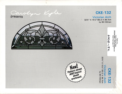 Carolyn Kyle Presents - Victorian Arch Half Round Transom 32-3/4 x 15-1/4 Inch Diameter - Full-Size Glass Art Patterns  Materials Needed List, This packet contains two identical patterns.  Use one as a pattern sheet to cut the glass pieces and the other as a layout sheet to build the window on. Step-By-Step detailed instructions  CKE-132 is the pattern number A terrific Glass Artist Gift Present Happy Glass Art Supply www.happyglassartsupply.com