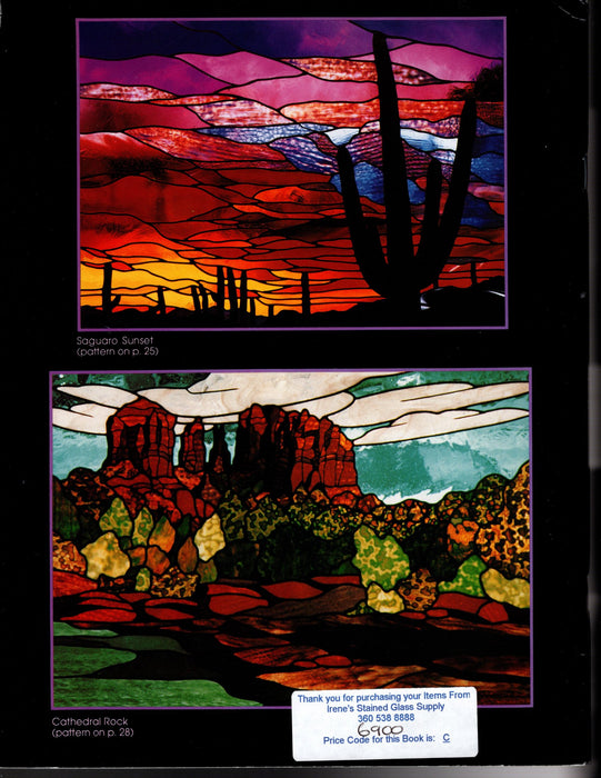 Southwest Designs II Glass Art Pattern Book by Jennifer Cole •	Inside are: •	Color Photos •	50 Southwestern Stained Glass Window Patterns  •	A helpful hints pages that are so well written  A terrific Glass Artist Gift Present Happy Glass Art Supply www.happyglassartsupply.com
