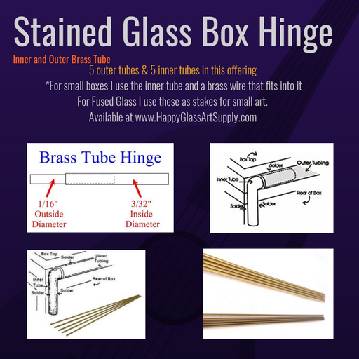 Stained Glass Box Hinge - Brass inner and outer tube, 5 pack Happy Glass Art Supply www.HappyGlassArtSupply.com
