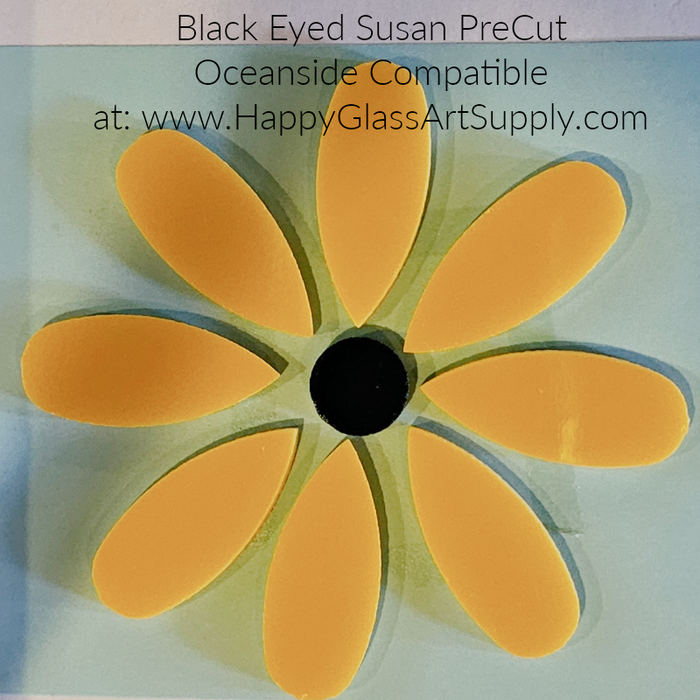 Flower, Black-Eyed Susan Water Jet PreCut System 96, Coe96, Oceanside Compatible Waterjet PreCut Cut Fusible Glass Shape  Happy Glass Art Supply www.HappyGlassArtSupply.com