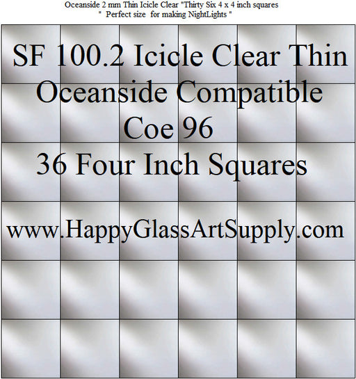 100.2 Thin Icicle Clear Coe96 Oceanside Spectrum Compatible Fusible Nightlight Night Light Glass  at www.HappyGlassArtSupply.com