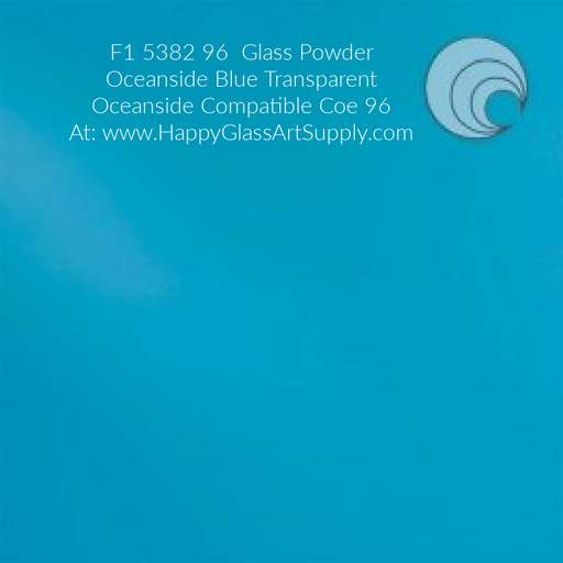 Oceanside Blue Transparent System96 Oceanside Compatible Fusible Glass Powder F1 5382 96 Happy Glass Art Supply www.HappyGlassArtSupply.com