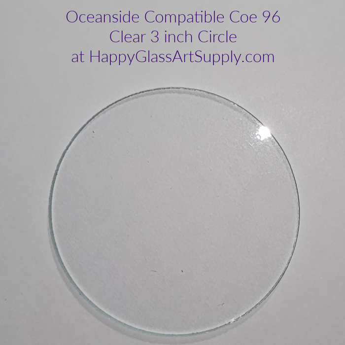 Clircle 3" Clear Transparent Water Jet PreCut System 96 Oceanside Compatible Waterjet Cut Fusible Glass Shape  Happy Glass Art Supply www.HappyGlassArtSupply.com