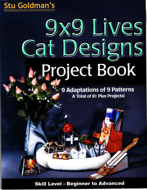9 x 9 Lives Cat Designs Project Book 81 Plus Projects Glass art pattern book instructional by Stu Goldman Cat Lovers Stained Glass Art Happy Glass Art Supply www.happyglassartsupply.com