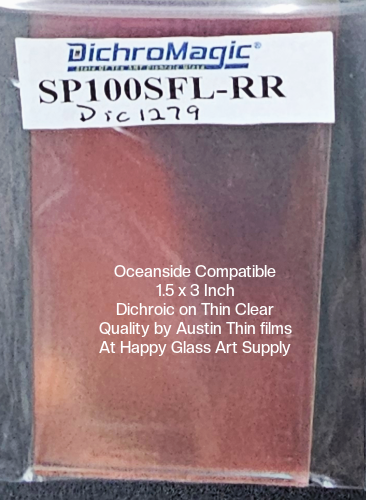 Dichroic RR Red Reflective Dichromagic by Austin Thin Films Oceanside Compatible Coe96 on Clear Thin Fusible COE96 Coe 96 Dichro Dichroic at Happy Glass Art Supply www.HappyGlassArtSupply.com