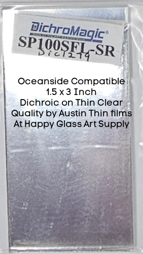 Dichroic SR Silver Reflective Dichromagic by Austin Thin Films Oceanside Compatible Coe96 on Clear Thin Fusible COE96 Coe 96 Dichro Dichroic at Happy Glass Art Supply www.HappyGlassArtSupply.com