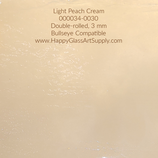 Light Peach Cream Opalescent Double-Rolled, 3mm, Fusible Bullseye Compatible Sheet Glass  Happy Glass Art supply www.HappyGlassArtSupply.com