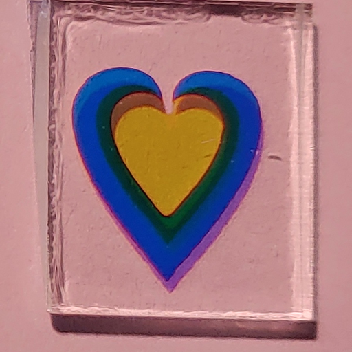 CBS Dichroic Technicolor Heart ( Small size ), Thin Clear Oceanside Compatible™ System 96® Fusible Glass Coe96 Coe 96 Happy Glass Art Supply www.HappyGlassArtSupply.com 03