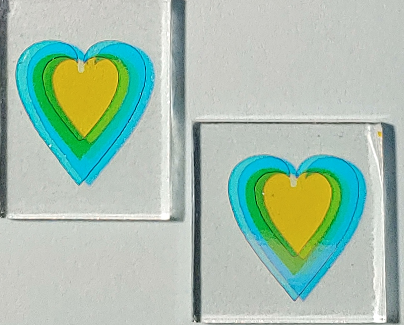 CBS Dichroic Technicolor Heart ( Small size ), Thin Clear Oceanside Compatible™ System 96® Fusible Glass Coe96 Coe 96 Happy Glass Art Supply www.HappyGlassArtSupply.com 10