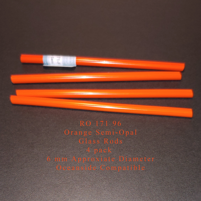 Orange Semi-Opal RO-171-96 Glass Rods Coe96 Oceanside Compatible™ System 96® Glass Fusion Glass Fusing Warm Glass Opalized Opalescent Glass Rods for Beadwork Bead Making Mosaic dots Happy Glass Art Supply www.happyglassartsupply.com
