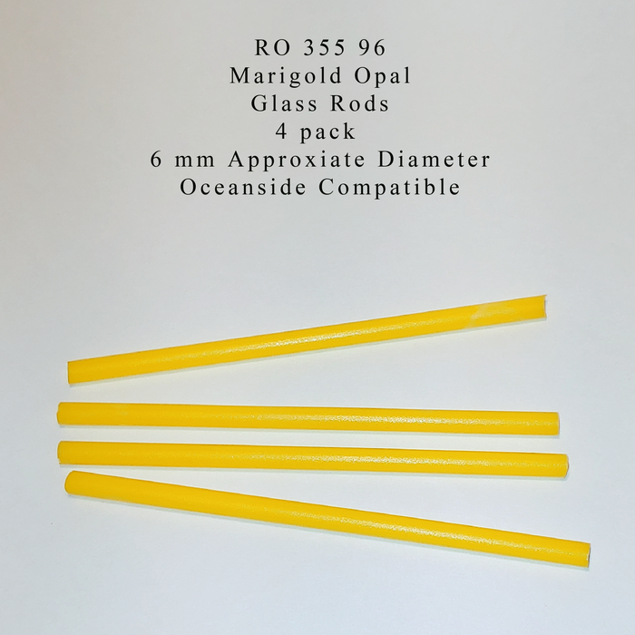 Marigold Opal RO-355-96 Glass Rods Coe96 Oceanside Compatible™ System 96® Glass Fusion Glass Fusing Warm Glass Opalized Opalescent Glass Rods for Beadwork Bead Making Mosaic dots Happy Glass Art Supply www.happyglassartsupply.com