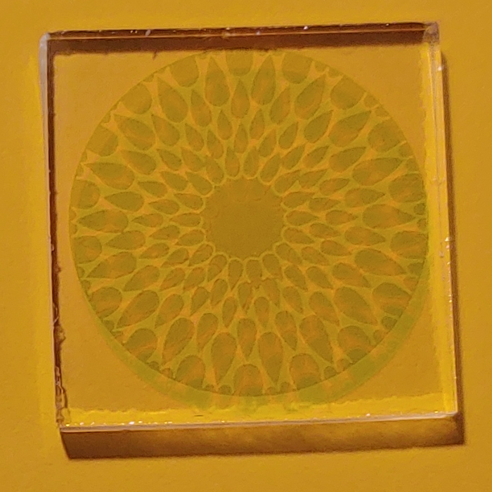 CBS Dichroic Pinwheel Laser Etched Large on Thin Clear Oceanside Compatible™ System 96® Lasered Dichroic Coe96 Coe 96 Happy Glass Art Supply www.HappyGlassArtSupply.com 046a