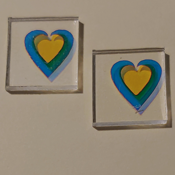 CBS Dichroic Technicolor Heart ( Small size ), Thin Clear Oceanside Compatible™ System 96® Fusible Glass Coe 96 Happy Glass Art Supply www.HappyGlassArtSupply.com