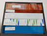 Oceanside Compatible Strip Set  One - 2x11" 6051.83 cc 96 "Autumn Flame" 	 One - 1x11" 571.1 s 96 Rust Transparent	 One - 2x11" 305 s 96 White Clear Wispy	 One - 2x11" 623.76 s 96 "Seattle Spirit"	 One - 2x11" 533.1 s 96 Sky Blue Transparent Happy Glass Art Supply www.happyglassartsupply.com