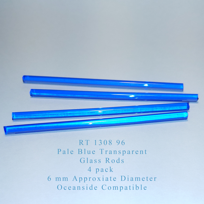 Pale Blue Transparent RT-1308-96 Glass Rods Coe96 Oceanside Compatible™ System 96® Glass Fusion Glass Fusing Warm Glass Rods for Beadwork Bead Making Mosaic dots Happy Glass Art Supply www.happyglassartsupply.com