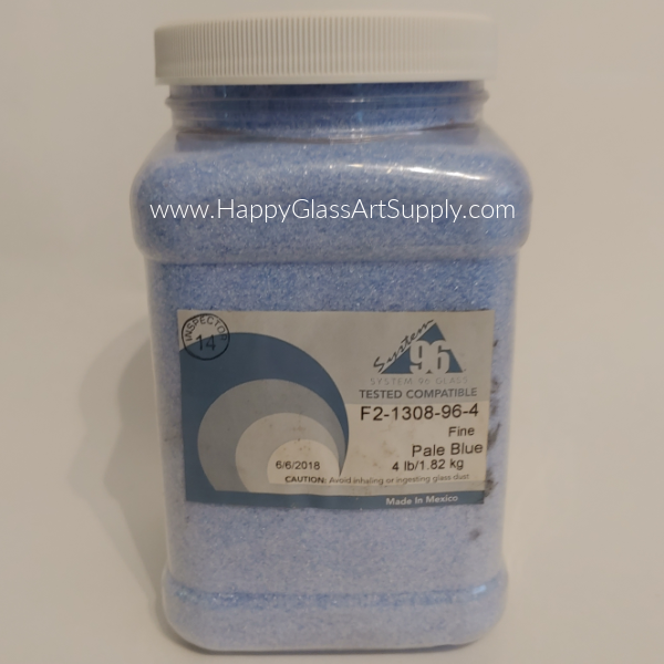 F2-1308-96 Pale Blue Transparent Fine Glass Frit System96 Oceanside Compatible Fusible Glass 4lb Coe 96 System 96 Happy Glass Art Supply www.HappyGlassArtSupply.com