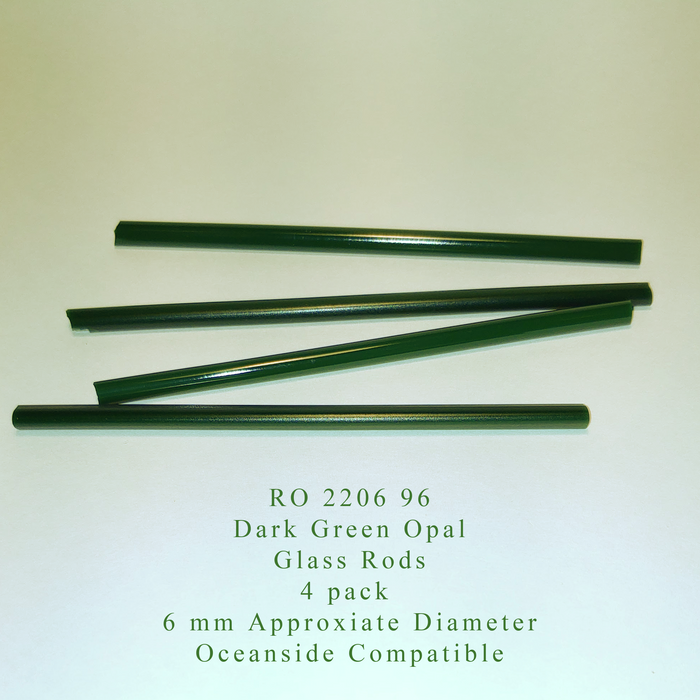 Dark Green Opal RO-2206-96 Glass Rods Coe96 Oceanside Compatible™ System 96® Glass Fusion Glass Fusing Warm Glass Opalized Opalescent Glass Rods for Beadwork Bead Making Mosaic dots Happy Glass Art Supply www.happyglassartsupply.com