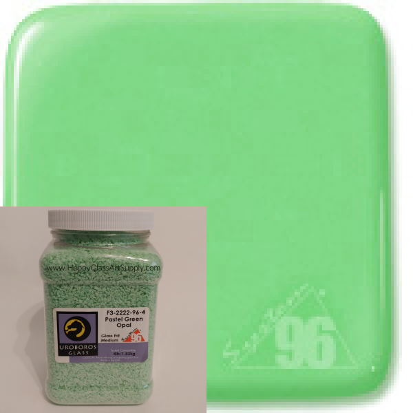 F3-2222-96 Pastel Green / Easter Green Opal Medium Glass Frit System96 Oceanside Compatible Fusible Glass 4lb Coe 96 System 96 Happy Glass Art Supply www.HappyGlassArtSupply.com