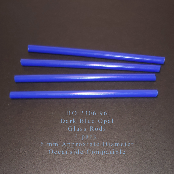 Dark Blue / Cobalt Blue Opal RO-2306-96 Glass Rods Coe96 Oceanside Compatible™ System 96® Glass Fusion Glass Fusing Warm Glass Opalized Opalescent Glass Rods for Beadwork Bead Making Mosaic dots Happy Glass Art Supply www.happyglassartsupply.com