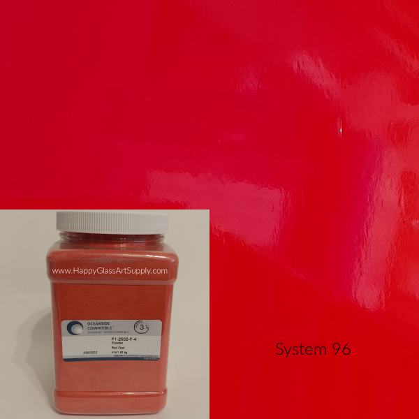 F1-2502-96 Red Opal Glass Powder System96 Oceanside Compatible Fusible Glass 4lb Coe 96 System 96 Happy Glass Art Supply www.HappyGlassArtSupply.com
