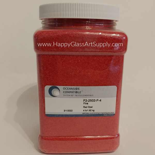 F2-2502-96 Red Opal Fine Glass Frit System96 Oceanside Compatible Fusible Glass 4lb Coe 96 System 96 Happy Glass Art Supply www.HappyGlassArtSupply.com
