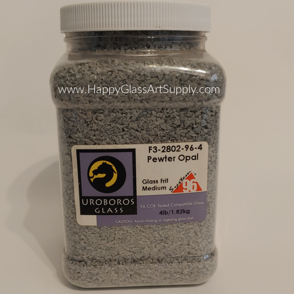 F3-2802-96 Pewter Gray Opal Medium Glass Frit System96 Oceanside Compatible Fusible Glass 4lb Coe 96 System 96 Happy Glass Art Supply www.HappyGlassArtSupply.com