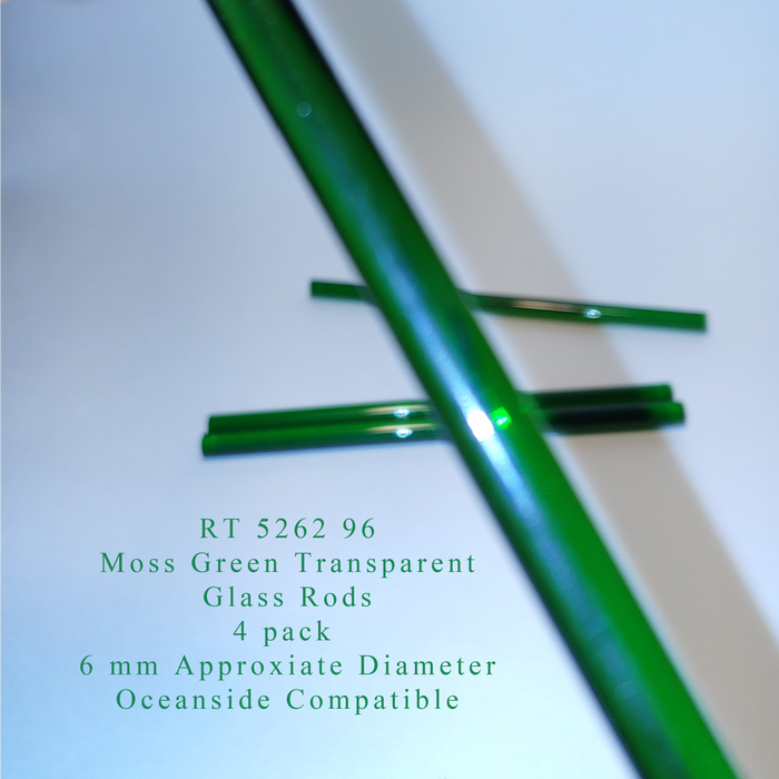 Moss Green Transparent RT-5262-96 Glass Rods Coe96 Oceanside Compatible™ System 96® Glass Fusion Glass Fusing Warm Glass Rods for Beadwork Bead Making Mosaic dots Happy Glass Art Supply www.happyglassartsupply.com