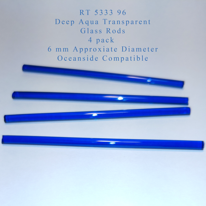 Deep Aqua Transparent RT-5333-96 Glass Rods Coe96 Oceanside Compatible™ System 96® Glass Fusion Glass Fusing Warm Glass Glass Rods for Beadwork Bead Making Mosaic dots Happy Glass Art Supply www.happyglassartsupply.com
