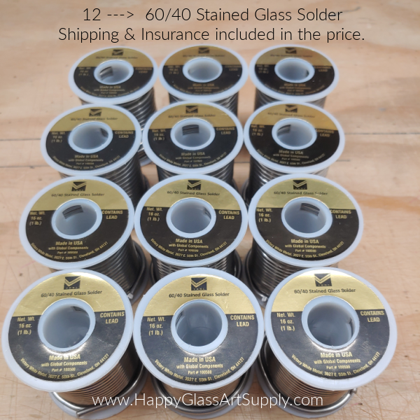 Stained Glass Solder 60/40 1 LB ( 12 Pack ) USA Shipping & Insurance i —  Happy Glass Art Supply