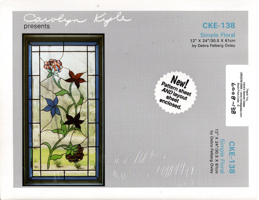 Carolyn Kyle Presents - Simple Elegant Floral 12 x 24 Inch Diameter - Full-Size Glass Art Patterns  Materials Needed List, This packet contains two identical patterns.  Use one as a pattern sheet to cut the glass pieces and the other as a layout sheet to build the window on. Step-By-Step detailed instructions  CKE-138 is the pattern number A terrific Glass Artist Gift Present Happy Glass Art Supply www.happyglassartsupply.com