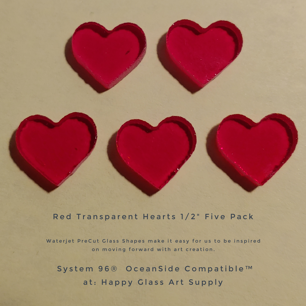 Heart 1/2 Red Transparent PreCut System 96® (Five Pack) — Happy Glass Art  Supply