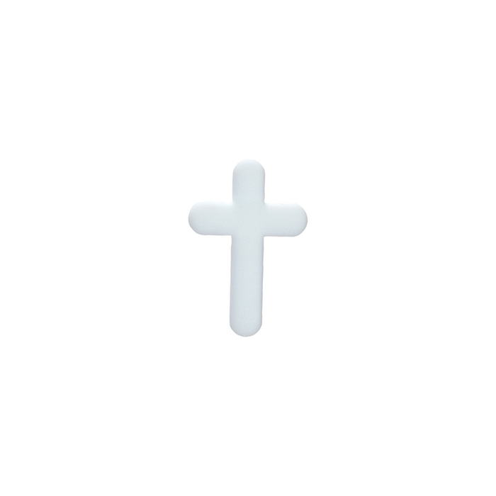 Small Christian Cross - Opaque White Water Jet PreCut System 96® Oceanside Compatible™ Waterjet Cut Fusible Glass Shape Happy Glass Art Supply www.happyglassartsupply.com