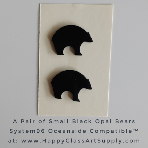 Small Black Opal Bear Pair System 96® Oceanside Compatible™ Waterjet  Water Jet Cut Fusible Glass Shape Happy Glass Art Supply www.happyglassartsupply.com