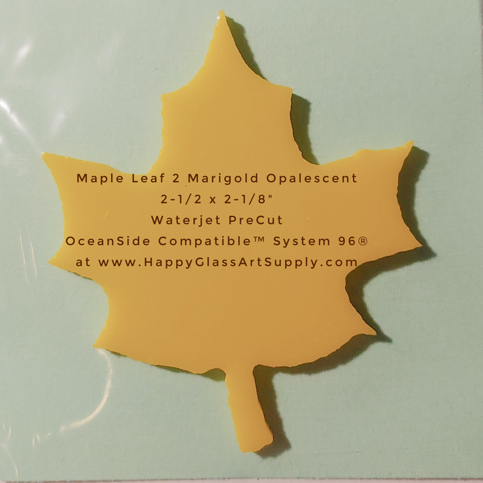 Maple Leaf Marigold Opal PreCut System 96® System 96® Oceanside Compatible™ Waterjet Cut Fusible Glass Shape Happy Glass Art Supply www.happyglassartsupply.com