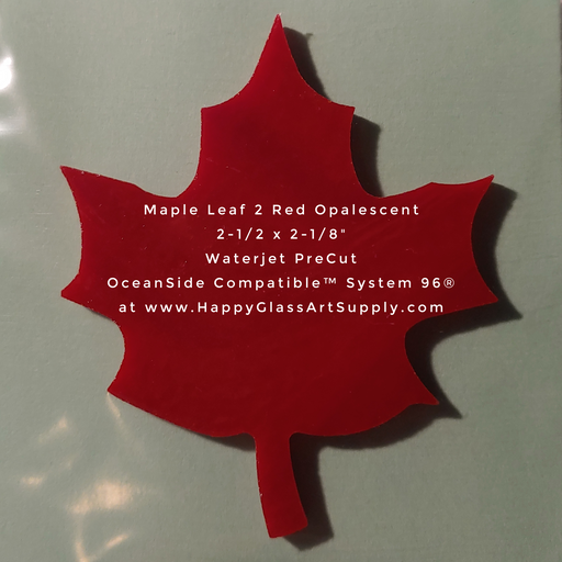 Maple Leaf Red Opal PreCut System 96® System 96® Oceanside Compatible™ Waterjet Cut Fusible Glass Shape Happy Glass Art Supply www.happyglassartsupply.com
