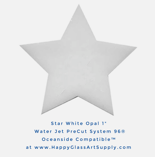 Star 1" White Opalescent Water Jet PreCut System 96® Oceanside Compatible™ Waterjet Cut Fusible Glass Shape Happy Glass Art Supply www.HappyGlassArtSupply.com