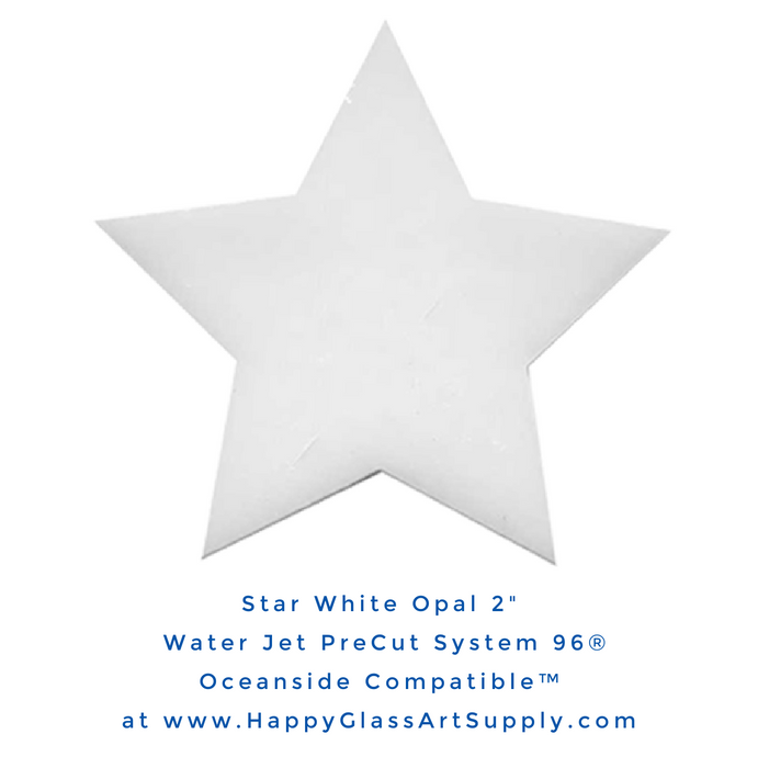 Star 2" White Opalescent COE96 Fusible Waterjet Precut Glass