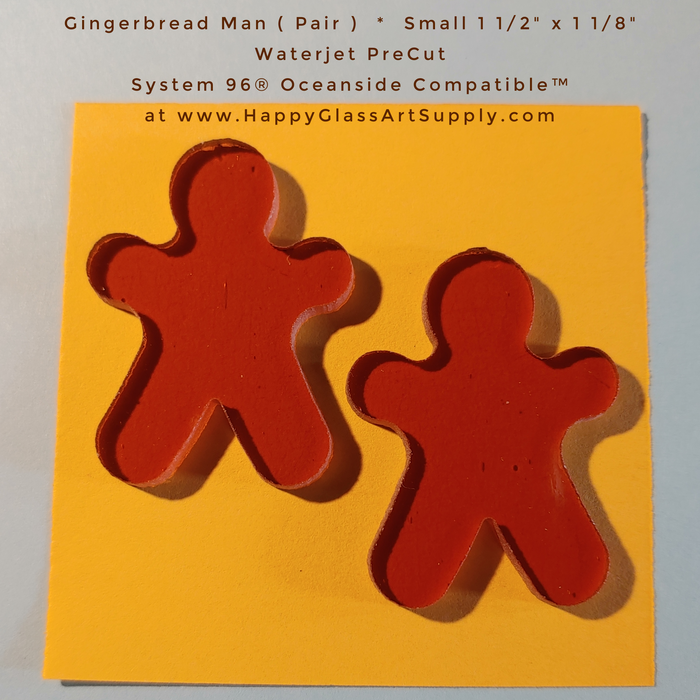 Gingerbread Man Small Water Jet PreCut System 96® Oceanside Compatible™ Waterjet Cut Fusible Glass Shape Happy Glass Art Supply www.HappyGlassArtSupply.com