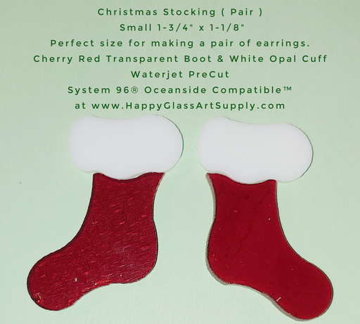 Christmas Stocking Small  Water Jet PreCut System 96® Oceanside Compatible™ Waterjet Cut Fusible Glass Shape Happy Glass Art Supply www.HappyGlassArtSupply.com
