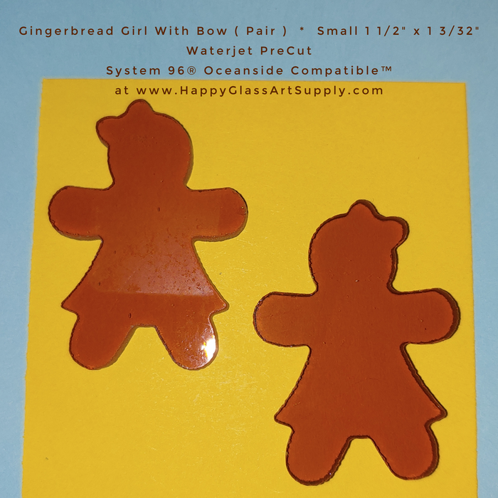 Gingerbread Girl Small Water Jet PreCut System 96® Oceanside Compatible™ Waterjet Cut Fusible Glass Shape Happy Glass Art Supply www.HappyGlassArtSupply.com