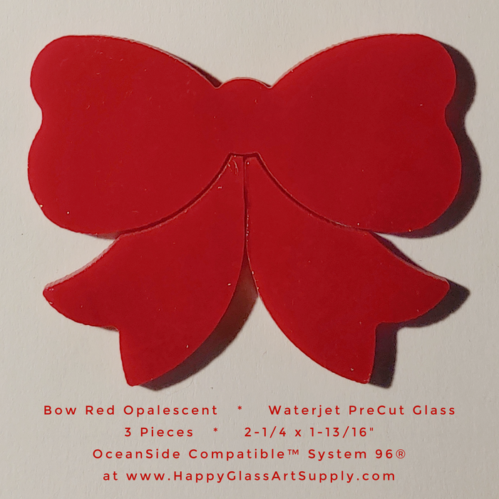 Bow Red Opal Water Jet PreCut System 96® Oceanside Compatible™ Waterjet Cut Fusible Glass Shape Happy Glass Art Supply www.HappyGlassArtSupply.com