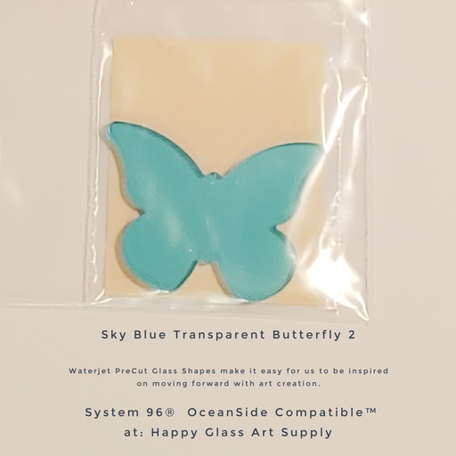 96-505-Bt Butterfly #1 Sky Blue Transparent PreCut System 96® Oceanside Compatible™ Waterjet Cut Fusible Glass Shape Happy Glass Art Supply www.happyglassartsupply.com