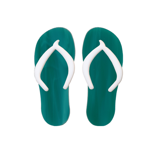 Flip Flop Teal Green/White Wispy and White Opal PreCut System 96® System 96® Oceanside Compatible™ Waterjet Cut Fusible Glass Shape Happy Glass Art Supply www.happyglassartsupply.com